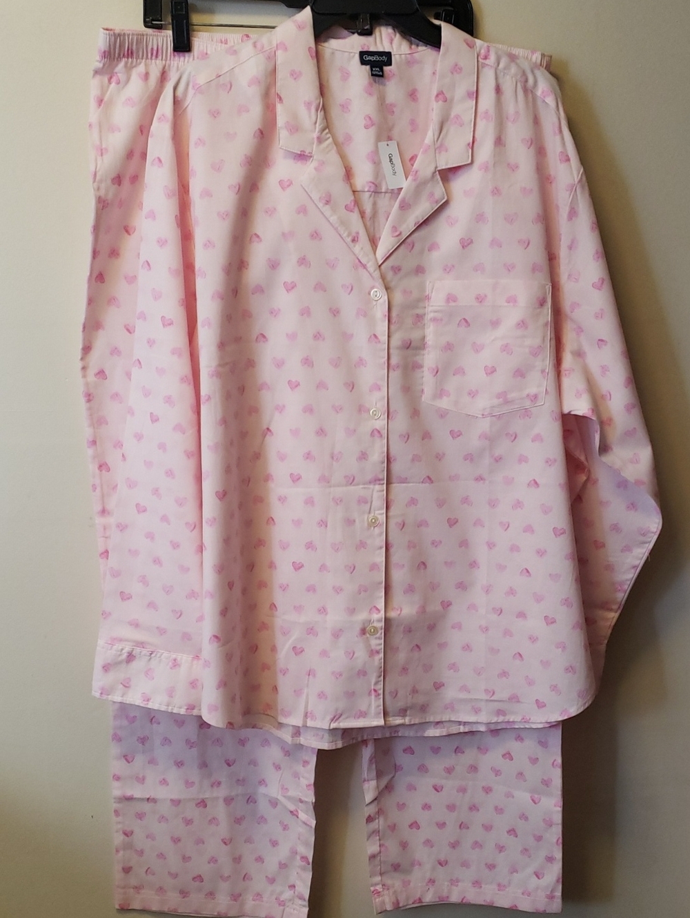 NWT Cozy Pink Heart Pajama Set by Gapbody 100% Cotton.